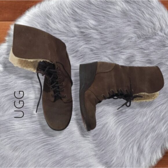 UGG "ZEA" Wedge Suede Leather Waterproof Snow Boots- Size 8US - Picture 7 of 13